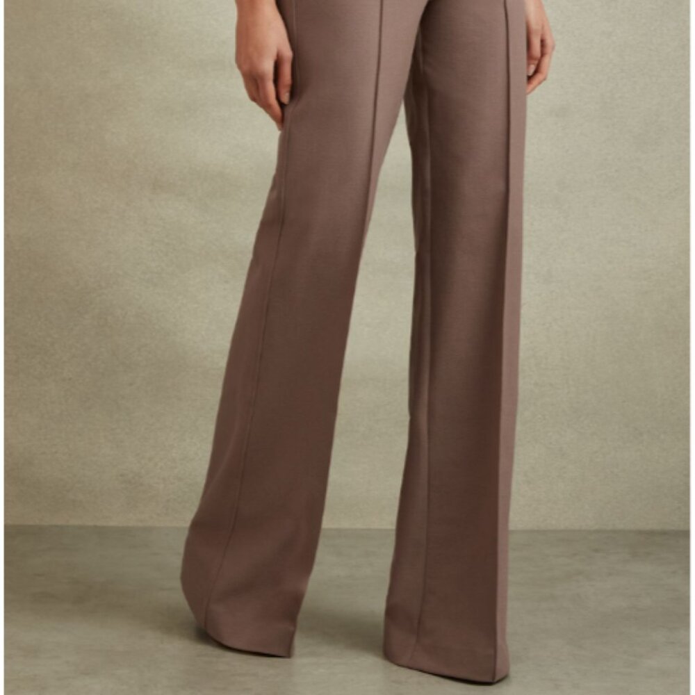 Reiss Claude High Rise Flared Trousers in Mink
